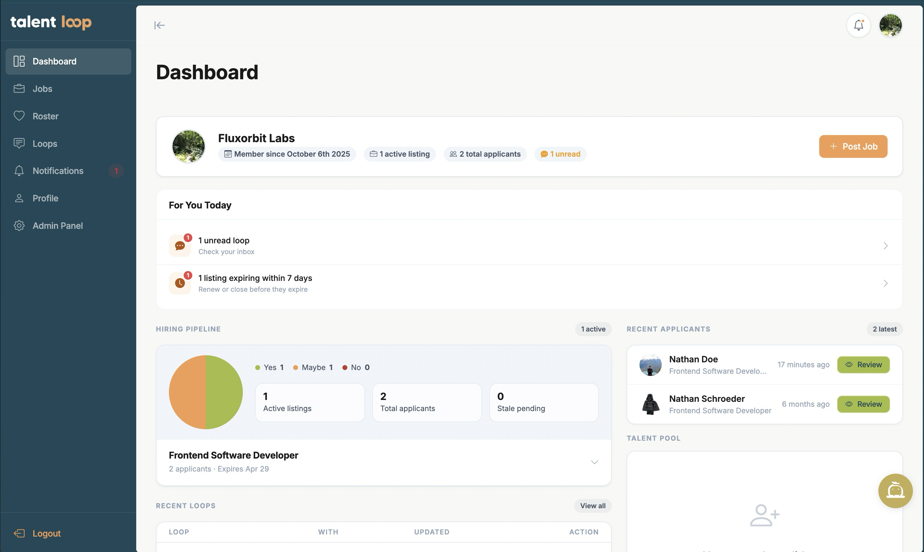 TalentLoop App Screenshot
